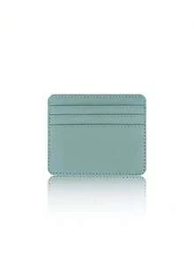 1 pieza Portacartillas minimalista ultradelgado que puede almacenar tarjetas de crédito para uso diario, de piel de PU unisex para mujeres y hombres, estudiantes, billetera mini, monedero, billetera de tarjetas, billetera de otoño, billetera Y2K - Celeste - Ver 3