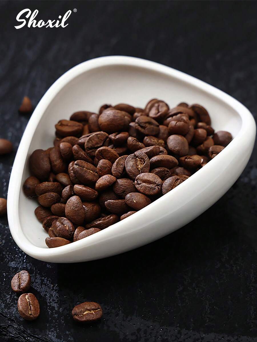 1 件白色咖啡豆量杯托盘陶瓷咖啡豆称重盘瓷茶分配器、咖啡礼品、茶和咖啡豆容器、茶配件、纯陶瓷计量容器适合咖啡或茶学校用品 - 咖啡豆碟 - 查看 1