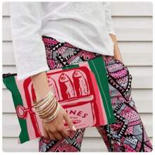 复古沙丁鱼图案男女通用折叠化妆包，大容量拉链袋，多功能盥洗包，旅行必备，零钱包，铅笔盒，适合送给家人、朋友、教师节、儿童节、万圣节、愚人节、返校节、毕业典礼、感恩节、生日、派对等场合的绝佳礼物