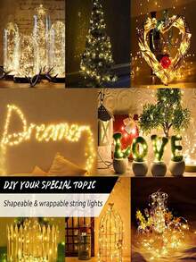 1 pieza Luces de cadena con pinzas para fotos, luz nocturna LED con pinzas transparentes y luces de cable de cobre, decoración del hogar, decoración de fiestas, decoración de cumpleaños, adecuado para bodas, patios, salas de estar, dormitorios, decoración de jardines, decoración navideña