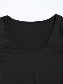 Black U-Shaped Neck And Long Sleeve Jumpsuit Suitable For Spring And Autumn