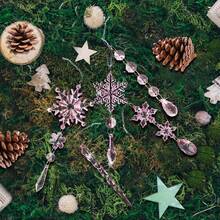 18 Stück Kristall Weihnachtsschmuck für Weihnachtsbaum Dekorationen - Hängende Acryl Schneeflocken und Eiszapfen Ornamente mit Tropfen Anhängern für Neujahrsparty Dekorationen Zubehör Heim Dekoration Weihnachtsdekorationen Raumdekoration Winter