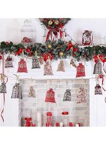 24pcs Christmas Gift Bag Set, Countdown Calendar Drawstring Bag, Christmas Candy Pouch Packaging Bags Home Decor Christmas Decorations Room Decor Winter