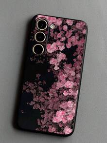 1pc Black Floral Anti-Drop Anti-Slip Black Phone Case Compatible With Galaxy A04e/A05s/A13/A14/A15/A34/A35/A50/A52/A53/A54/S21/S22/S23/S24/S25/S25Ultra - Black - View 6
