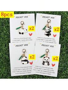 1pc/4pcs Cute Panda Oil Drop Key Chain With Pocket Hug Card, Inspirational Card, Cartoon Keychain, Adorable Animal Design, Suitable For Backpack/Bag, Unisex, Back To School Backpack For School Letter Car Accessories Goth Y2k Christmas Gift Ideas Bag Lanyards With Id Holder Car Accessories Bag Charms