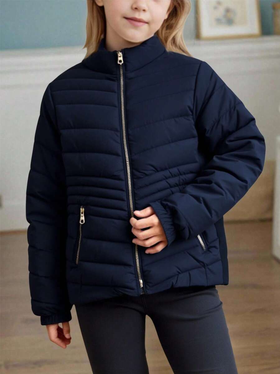 Tween Girls Coats - Navy Blue - View 1