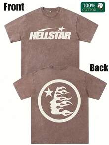 Star Print Tee Shirt, Tees For Men, Casual Short Sleeve T-Shirt For Summer - Màu cà phê - Xem 1