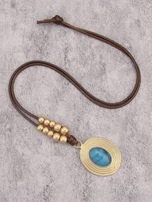 1 件波西米亚风格水滴吊坠项链，适合女士，时尚复古多色树脂绿松石项链，树脂配饰，适合海滩、日常佩戴，适合送给女朋友、姐妹、长辈的礼物