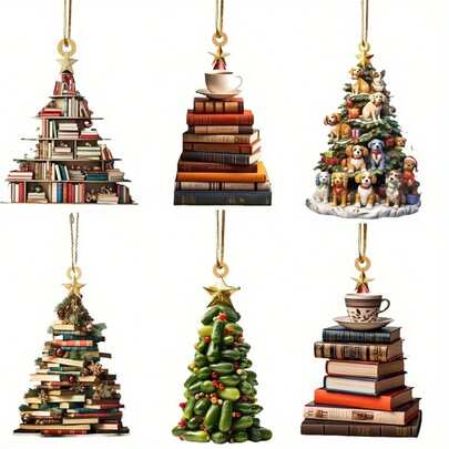 1/6 Pcs Acrylic Christmas Tree Ornaments - Multifunctional Holiday Decor For Home And Car, Suitable For Halloween, Easter, New Year And More