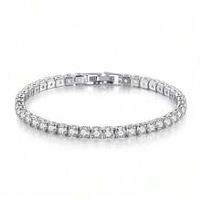 S925 Sterling Silver Plated Bracelet Zirconia Tennis Ball Women Fashion Simple Engagement Wedding Charm Jewelry 4mm 16-23cm