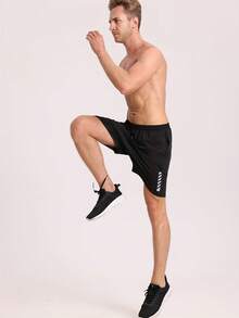 1pc Men's Summer Bestselling Casual Sports Shorts, Solid Color, Comfortable, Suitable For Outdoor Sports, Fitness, Cycling, Fishing, Running - Black - View 7