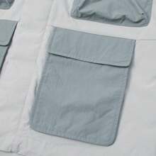 MLB Unisex Casual Woven Hooded Jacket, GORPCORE POCKET BLOCKING WINDBREAKER, Minimalist Sportswear Outerwear, 3AWJB0751-50BKS