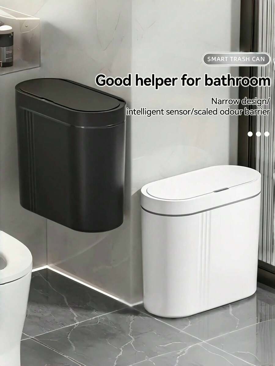 1 PC Smart Sensor Trash Can With Silent Close, Automatic Sensing, Odor-Resistant Design, And AA Battery Power (Batteries Not Included). Suitable For Kitchen, Bathroom, Living Room, Office.