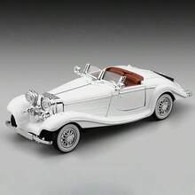 1:32 Scala 1935 Classica Vintage 500 K Convertibile Auto Sportiva Macchina Antica Modello in Lega, Struttura in Metallo, Porte e Cofani Apribili, Luci e Suoni Simulati, Adatto per Casa, Ufficio, Festa, Compleanno, Regalo per Appassionati di Auto