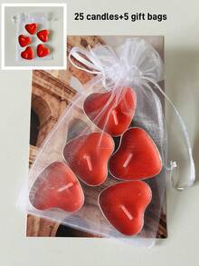 100 件/50 件心形茶蜡烛，天然石蜡，无香迷你蜡烛，浪漫求婚生日家居装饰，情人节、求婚、浪漫晚餐、婚礼、母亲节礼物、情人节装饰，适用于家庭、房间、卧室、客厅、餐桌装饰、婚礼、婚礼装饰、欧根纱礼品袋、礼品包装袋、蜡烛礼品、圣诞红色礼品 - 紅色 - 查看 10