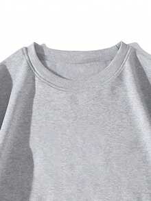 Men's Solid Color Casual Loose Fit Crew Neck Sweatshirt, Autumn