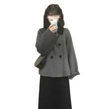 2025 年秋冬の新作ヘボンスタイルショートウールコート小柄な人向け韓国スタイルグレーウールコート女性用 - [グレー] - チェックする 4