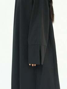 1pc Plain Sleeve Slit Abaya, Suitable For Women's Daily Wear And Prayer, All Season, Muslim Islamic Clothing