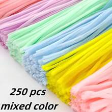 100/500 件粉彩管道清洁器雪尼尔茎 12 英寸散装管道清洁器花什锦毛绒棒适用于创意学校项目 DIY 万圣节圣诞节装饰，5 种颜色（5 种马卡龙色）