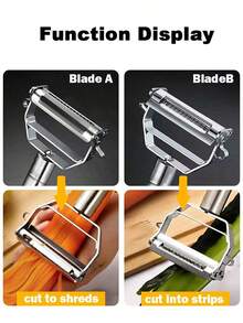 Multi-Functional Stainless Steel Fruit & Vegetable Peeler, Includes Grater, Potato Peeler, Slicer, Julienne Cutter, Dicer, Peeler, An Essential Kitchen Tool For Home, Restaurant, School, Party - Silver - View 8