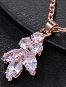 1pc Sexy Tassel Back Chain Body Chain, Minimalist European Style Bridal Leaf Necklace