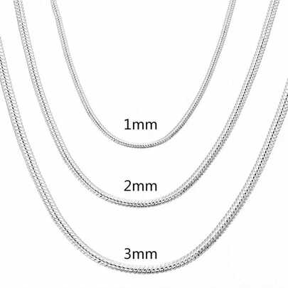  40-75cm 925 Sterling Silver Plated 1MM/2MM/3MM Solid Snake Chain Necklace For Women Men Fashion Jewelry For Pendant DIY
