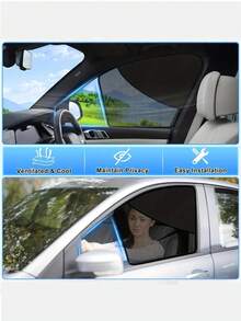 1 tấm che nắng cửa sổ bên xe hơi từ tính - Màn che riêng tư đa năng, chống tia UV và cách nhiệt - Dễ dàng lắp đặt, phù hợp cho trẻ sơ sinh, trẻ em và thú cưng - Giữ cho nội thất xe mát mẻ và thoải mái (Màu đen) - A - Xem 8