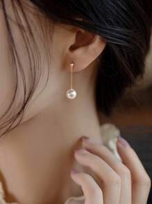 1 对时尚仿珍珠流苏耳环，适合女士，优雅耳环适合日常佩戴 - 珍珠吊墜耳環 - 查看 1