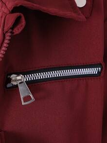 Boys' Casual Button & Zipper Red Jacket - Burgundy - View 6
