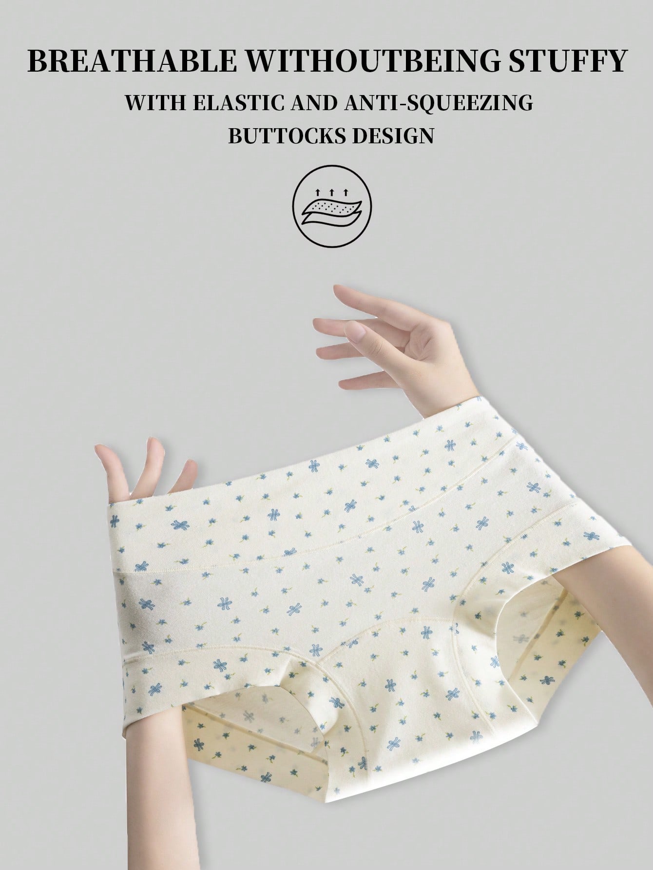 5 قطع/عبوة سروال داخلي قطني للنساء مزين بطبعات زهر...