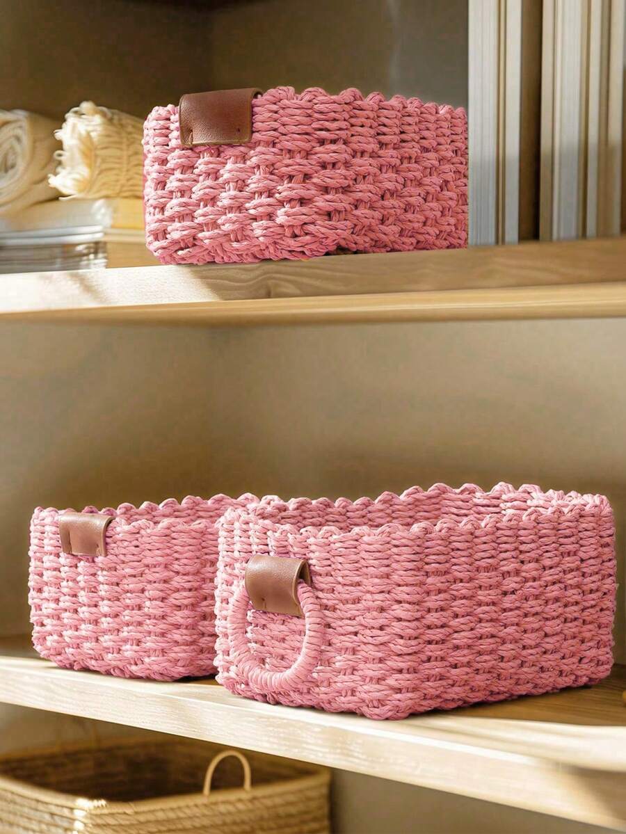 1 giỏ đan, Bộ 3 giỏ đan (S+M+L), Giỏ dây giấy có quai xách, Giỏ đan nhỏ để sắp xếp, Giỏ quà trang trí dễ thương, Hộp đựng đồ, Ngăn kéo tủ, Phòng ngủ, Phòng khách, Ký túc xá, Sắp xếp trên bàn làm việc, Giỏ trang trí nhà nông, Giỏ đựng đồ tái sử dụng theo phong cách Boho để đựng văn phòng phẩm, Tủ quần áo, Đồ chơi, Mỹ phẩm, Giỏ đựng đồ để bàn, Giỏ quà lý tưởng