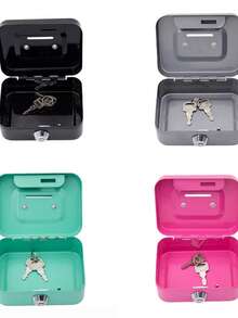 1pc Mini Small Size Secure Metal Cash Storage Box - Money Banks With Key Lock, Top Handle Holder, Adult Piggy Bank, Coin Saver, Cash Register For Daily Office Use, Perfect Halloween, Christmas Gift Idea