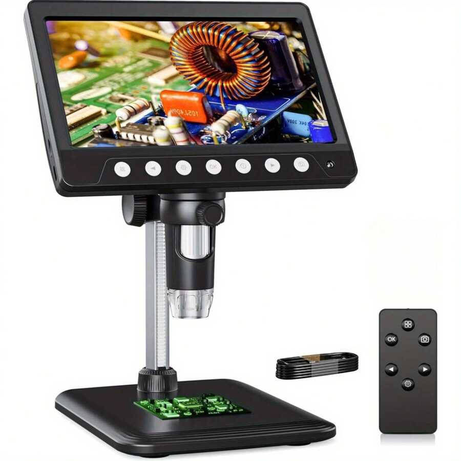 7-Inch IPS High-Definition Digital Microscope, 1080P Coin, Plant, Rock, And Mobile Phone Repair Microscope