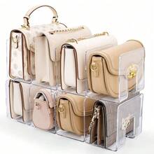 2pcs Transparent Acrylic Bag Storage Organizer With Dividers | 4-Tier Space-Saving Closet Cabinet Organizer | Multi-Layer Handbag Display Rack For Party, Birthday, Wedding Decor | Back To School Essentials & Gift Idea For Women, Friends - Clear - View 1