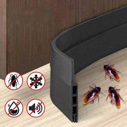 1pc 1.96x39.4 Inch Gapless Self-Adhesive Door Bottom Seal Strip, Upgraded Thick Rubber Dust-Proof Seal, Suitable For Indoor And Outdoor Bedroom Doors, Windproof, Waterproof, Insect-Proof, Dustproof, Effectively Blocks Light, Dust And Noise, Reduces Household Item Consumption