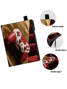 1 pieza Monedero compacto con cremallera, bolsa con cremallera de poliéster de moda y duradera, diseño impreso con estilo de gamepad, ideal para guardar monedas y pequeños artículos esenciales, regalo divertido con cierre , material duradero, fácil de mantener