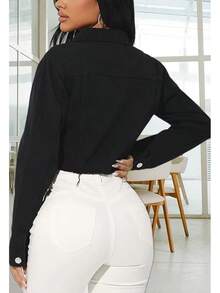 Cropped Jean Women Long Sleeve Classic Casual Crop Top Jackets Coat