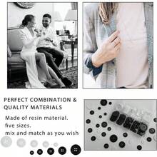 100 White Buttons 4Hole 5 Sizes Shirt Buttons For Crafts And Sewing - Black and White - View 4