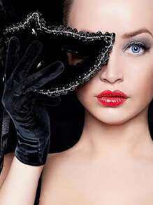 D EXCEED 1Pair 50s Women's Short Full-Finger Gloves – Elegant Accessories – For Opera Performances, Afternoon Tea Gatherings, Wedding Ceremonies, Vintage Cocktail Parties & Classic Formal Dinners​ Halloween