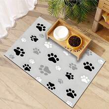 1pc Paw Print Design Pet Food Mat, High Absorbency Quick Dry Cat Dog Feeding Pad, Easy Clean Pet Bowl Mat, Dog Cage Mat, Cat Cage Mat, Pet Cage Pad, Suitable For All Seasons - Multicolor - View 1