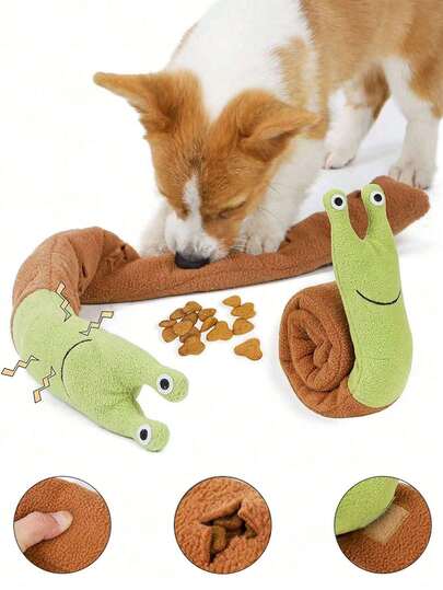 1 pieza Muñeca de búsqueda con forma de caracol para mascotas, muñeca de olfateo para mascotas, muñeca de sonido para mascotas, muñeca de entrenamiento para mascotas, muñeca de peluche para mascotas, muñeca interactiva rompedora del aburrimiento para mascotas, muñeca dispensadora de alimentos con olfateo de caracol, muñeca interactiva de rompecabezas con chillido para el entrenamiento del instinto de búsqueda, muñeca de peluche suave para cachorros, muñeca de rompecabezas de masticar y tratar para perros, muñeca de vocalización para perros, adecuada para perros pequeños, estilo aleatorio enviado