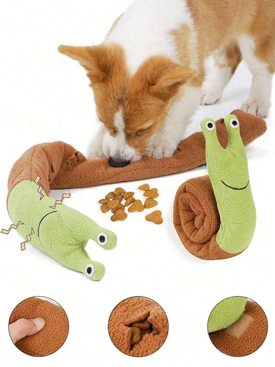 1pc Snail Shaped Pet Foraging Doll, Pet Sniffing Doll, Pet Sound Doll, Pet Training Doll, Pet Plush Doll, Pet Interactive Boredom Breaker Doll, Food Dispensing Snail Sniffing Doll, Squeaky Dog Puzzle Interactive Dog Doll For Foraging Instinct Training, Plush Soft Puppy Doll, Dog Chew Treat Puzzle Doll, Dog Vocalization Doll, Suitable For Small Dogs, Random Style Sent