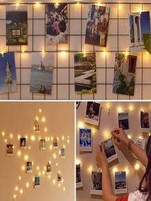 1 pieza Luces de cadena con pinzas para fotos, luz nocturna LED con pinzas transparentes y luces de cable de cobre, decoración del hogar, decoración de fiestas, decoración de cumpleaños, adecuado para bodas, patios, salas de estar, dormitorios, decoración de jardines, decoración navideña