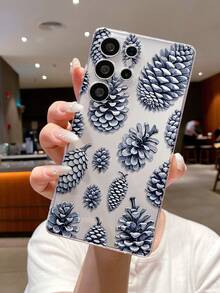 1 buah Casing Ponsel Minimalis Layar Penuh Motif Kerucut Pinus Transparan Lembut TPU Tahan Guncangan Anti Gores Anti Sidik Jari, Pelindung Lensa Kamera Kompatibel Dengan Apple, Nothing, Pixel, INFINIX, Redmi - MultiWarna - View 3