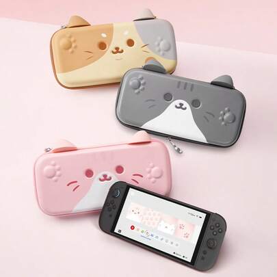 GeekShare 卡通猫耳设计拉链收纳包，适用于 Switch 2
