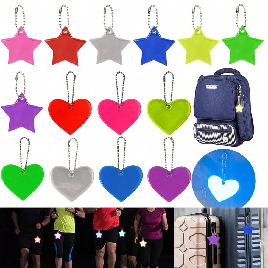 Reflective Star & Heart Ornaments - Christmas Decor Home & Party Supplies, Ideal Christmas Gifts, Wedding & Party Decorations, Keychain Bag Charm