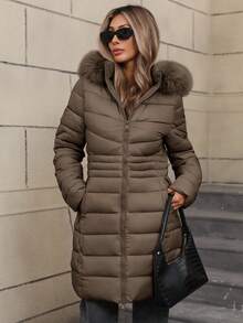 Giolshon Women's Lightweight Down Jacket - Hooded, Multi-Pocket, Suitable For Layering And Casual Outdoor Wear In Autumn/Winter - Mocha - View 6