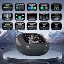AI Translation Language Translator Earbuds - Souroyea Translation Open Ear Buds With Free App Supports 144 Languages Real Time Translating, 72H Play Time Charging Case Built In LCD Touch Screen - Black - View 2