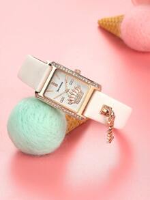 Juicy Couture Ladies Watch Women Rose Gold Watch & Bracelet with Charms Crystal Bracelet Watches Set Quartz Wristwatches for Women Great Gifts - 黑色 - 查看 8