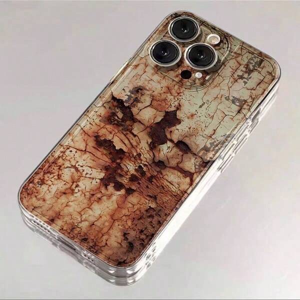Rusty Metal Effect 3D Pattern Phone Case, 2 Styles Available, Suitable For IPhone 16 15 14 13 12 11 Pro Max Plus, Shock-Proof & Anti-Fall TPU Protective Phone Case, Great For Christmas/Halloween/Birthday Gifts